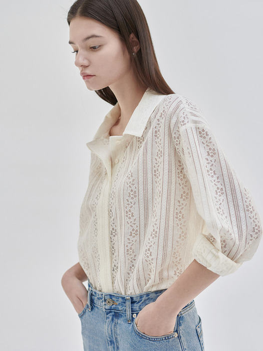 24SN vintage lace shirts [IV]