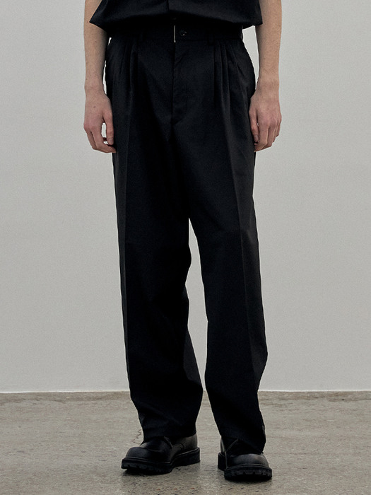 4-tuck line pants (dark navy)