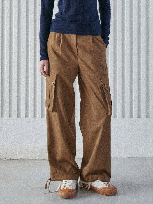 CARGO PANTS WITH BINDING DETAIL [4COLORS]