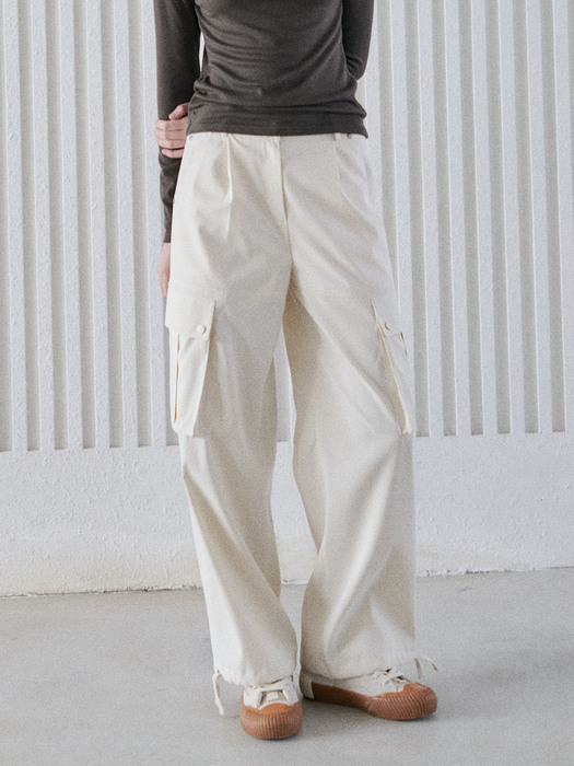 CARGO PANTS WITH BINDING DETAIL [4COLORS]