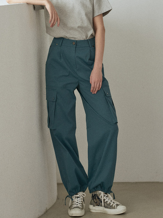 CARGO PANTS WITH BINDING DETAIL [4COLORS]