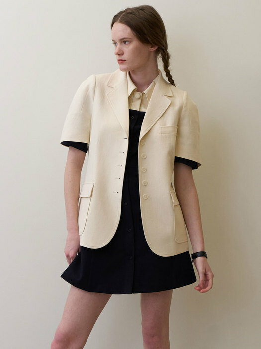 23 Summer_ Cream Yellow Linen Blazer