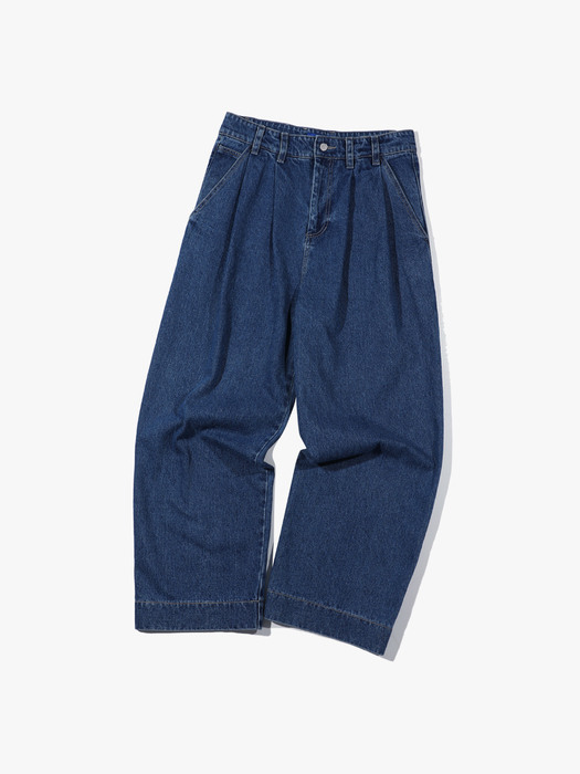 Two-Tuck Wide Denim Pants V8_Deep Blue