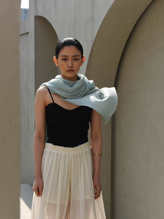 Cashmere pashmina muffler_Light skyblue