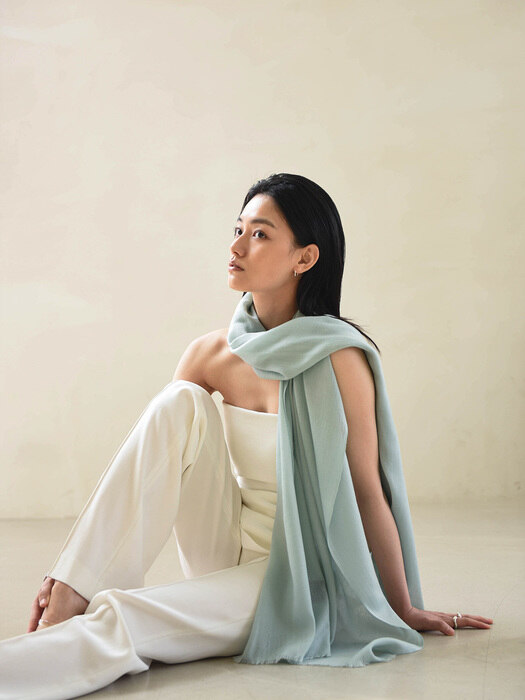 Cashmere pashmina muffler_Light skyblue