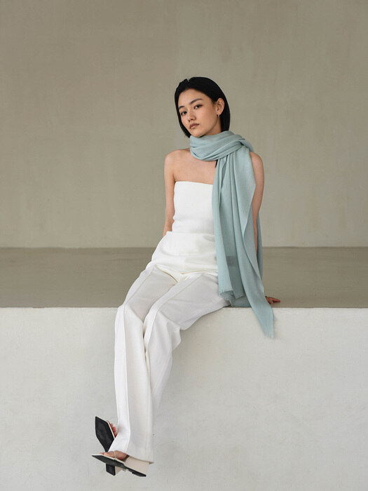 Cashmere pashmina muffler_Light skyblue