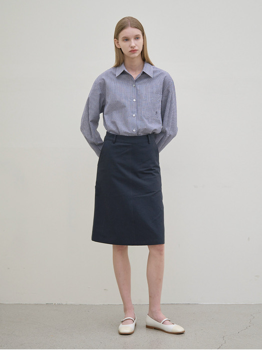 Carpenter Cotton Skirt (Navy)