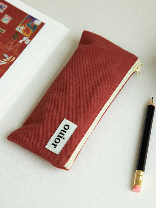 ouior flat pencil case - brick red (topside zipper)