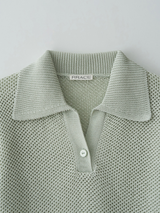 Pure Honeycomb Collar Knit_Mint