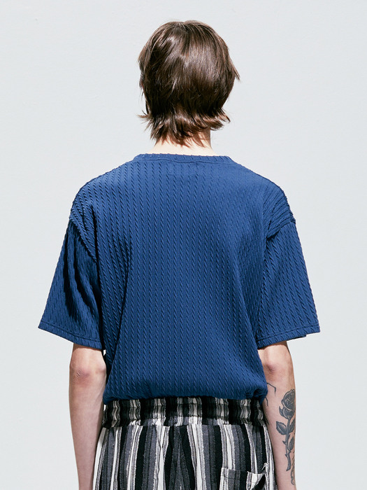 jacquard knit t-shirt blue