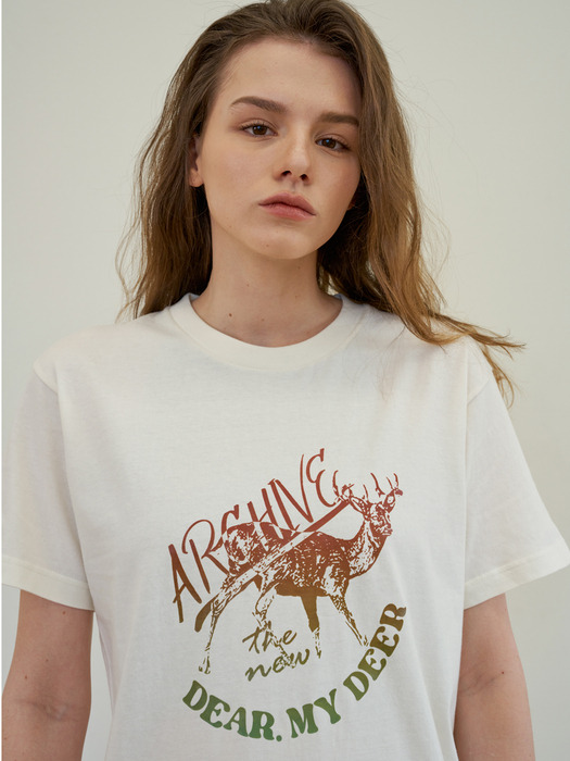 Deer gradation t-shirt_ Ivory