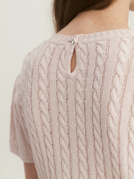 Short Half Sleeved Cable Knit_2color