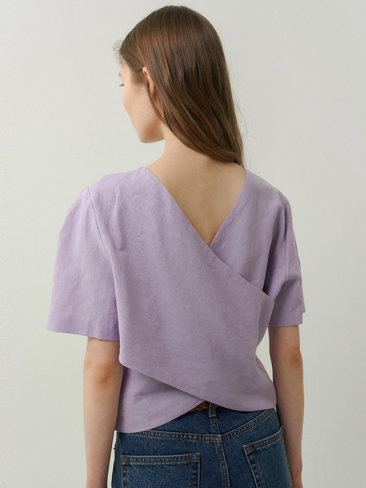 linen cross blouse (light purple)