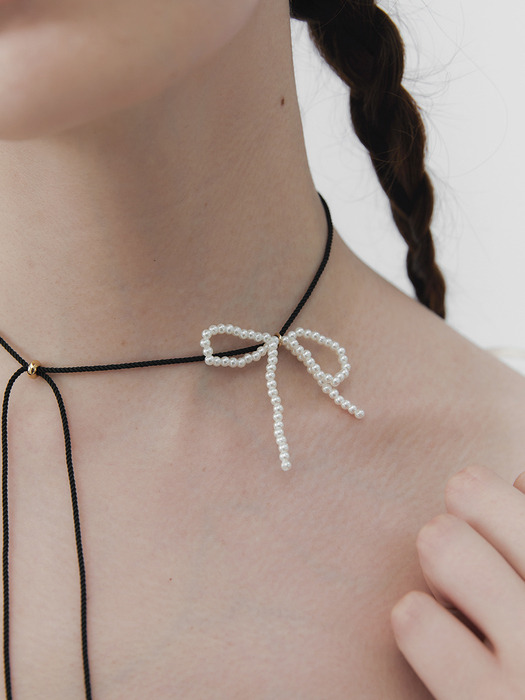 sally ribbon pearl necklace