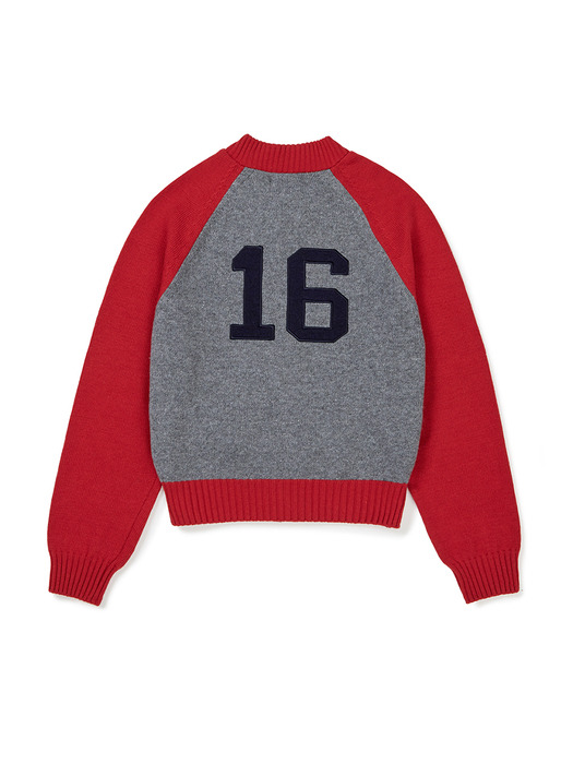 [23FW clove] Knit Varsity Cardigan (Red)