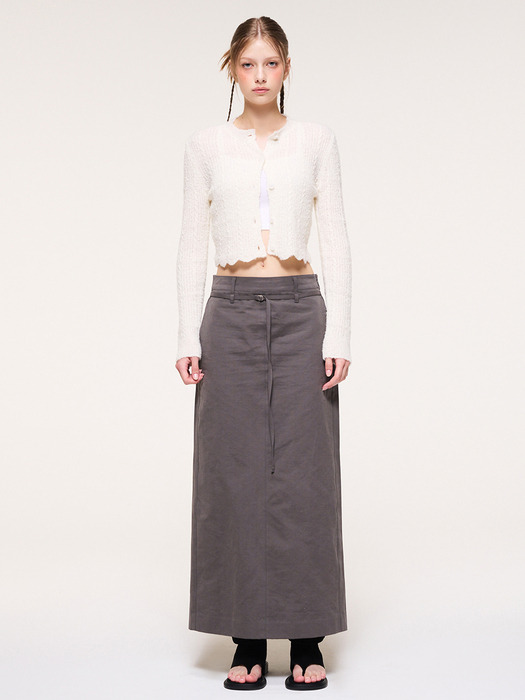 Belt Long Skirt, Charcoal
