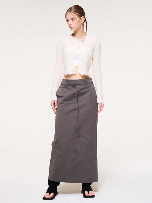 Belt Long Skirt, Charcoal