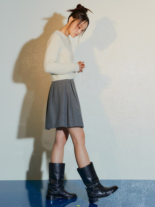 Wool Volume Mini Skirt  Grey (KE3X27M023)
