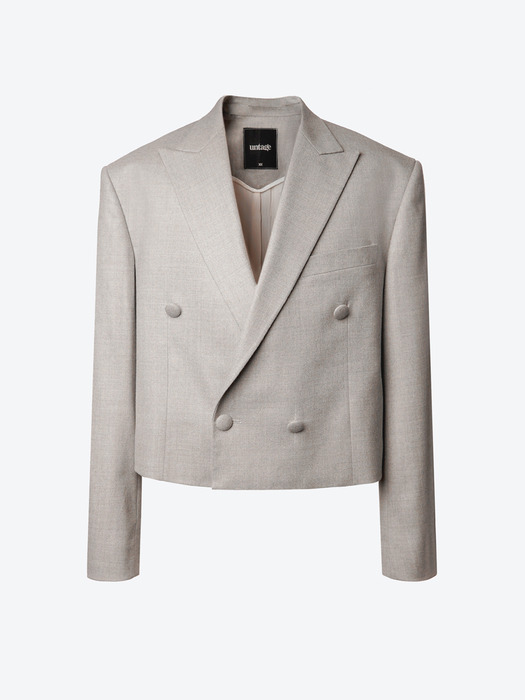 Double-Breasted Cashmere Cropped Jacket[Grey(UNISEX)]_UTH-FB65