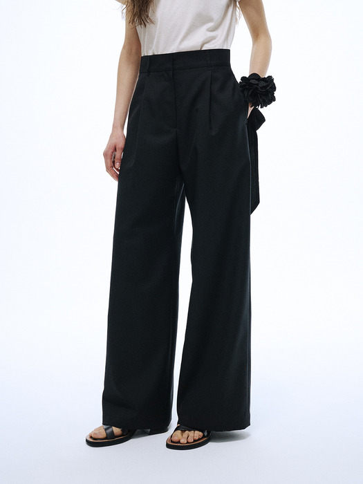 SUMMER WOOL CLASSIC WIDE PANTS_BLACK