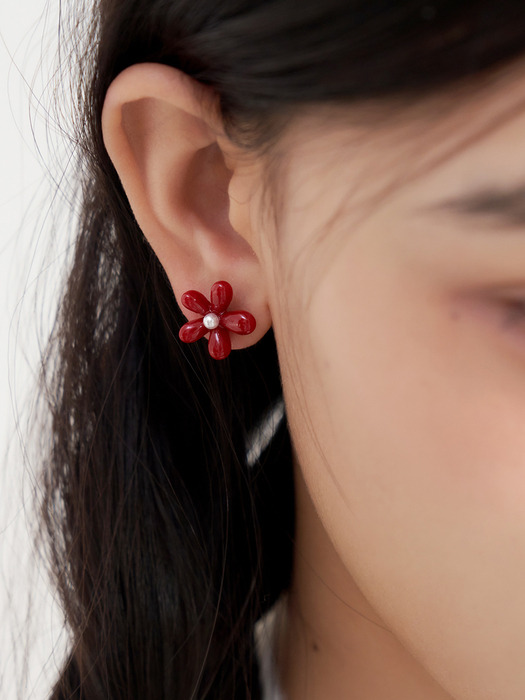 chubby flower earrings (3colors)