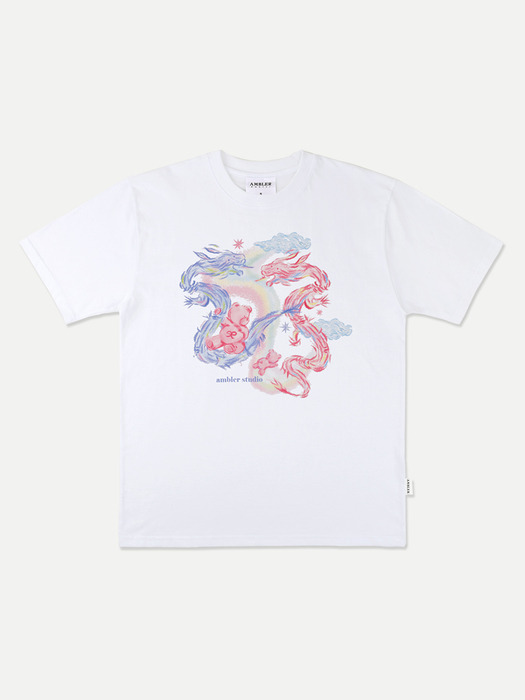 rising dragon Over fit T-Shirts AS1107 (White)