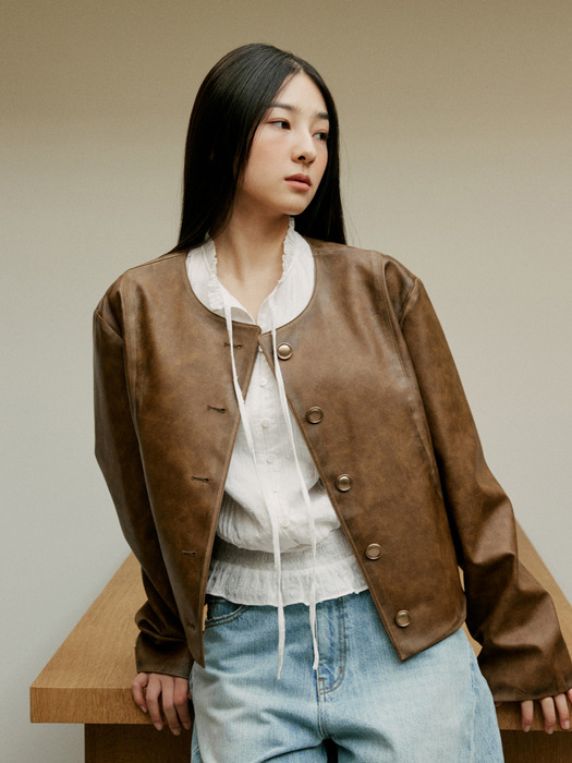 WASHED LEATHER JACKET_BROWN