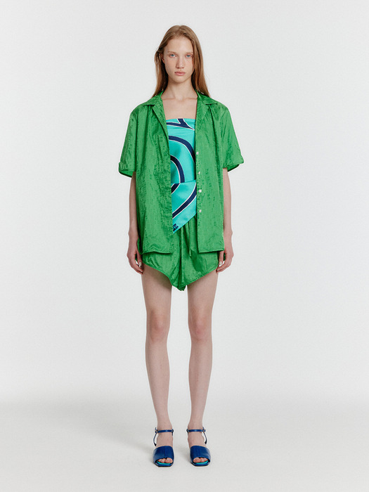 YINDA Short Sleeve Jacquard Shirt - Green