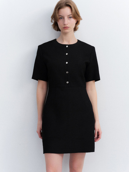 button mini dress_black