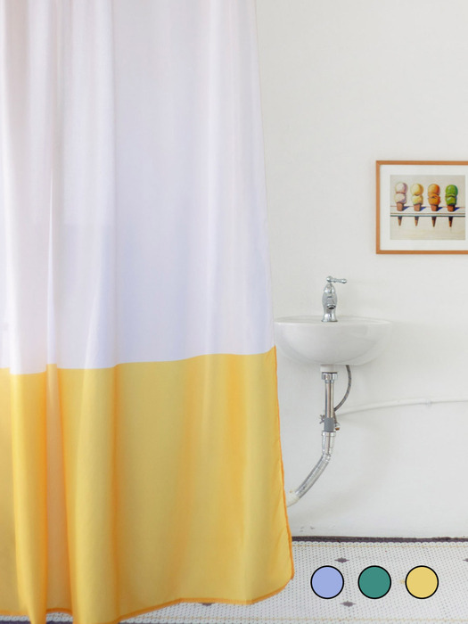 컬러 블럭 욕실 방수 샤워 커튼 3color