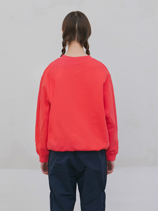 Lace Applique Sweatshirt - Bright Red