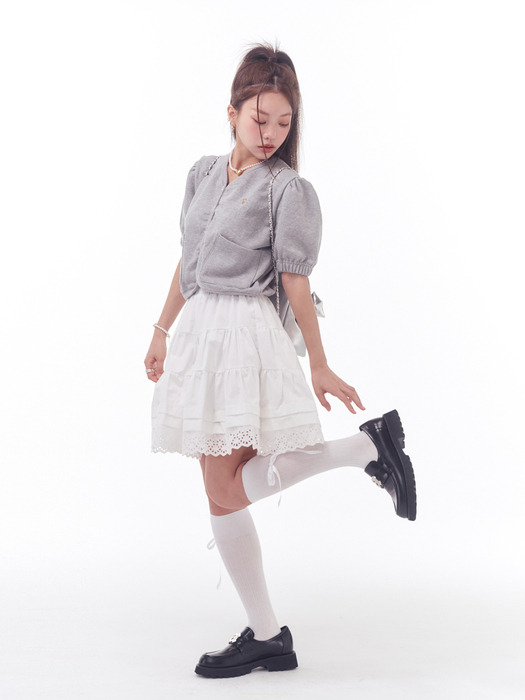 HEM LACE BANDING SKIRT_WHITE