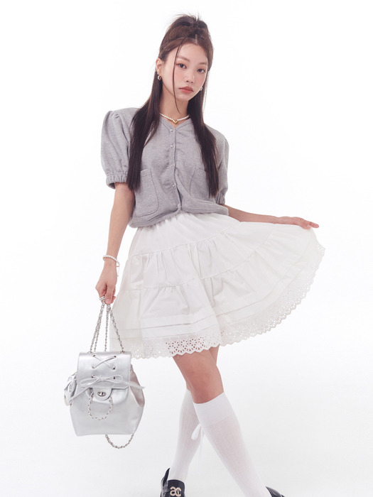 HEM LACE BANDING SKIRT_WHITE