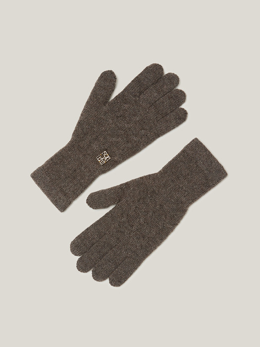 Cashmere 100% Finger Hole Knit Gloves For Womens (Sepia Brown)