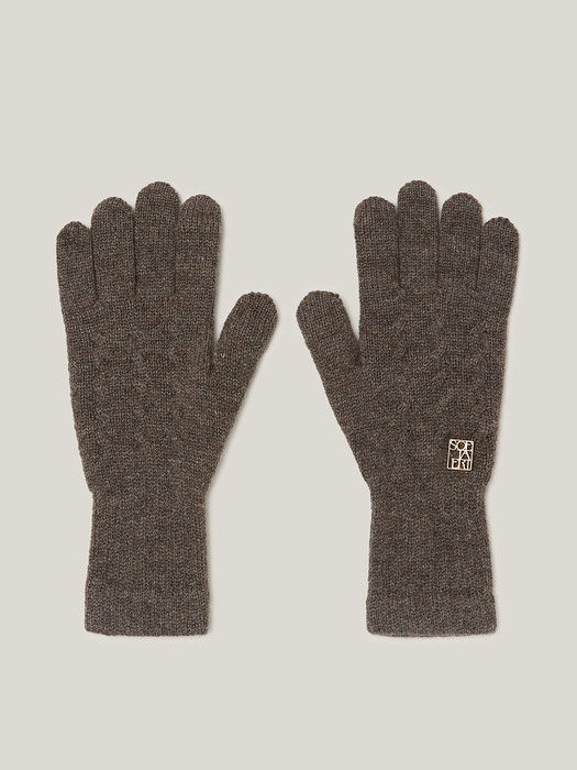 Cashmere 100% Finger Hole Knit Gloves For Womens (Sepia Brown)