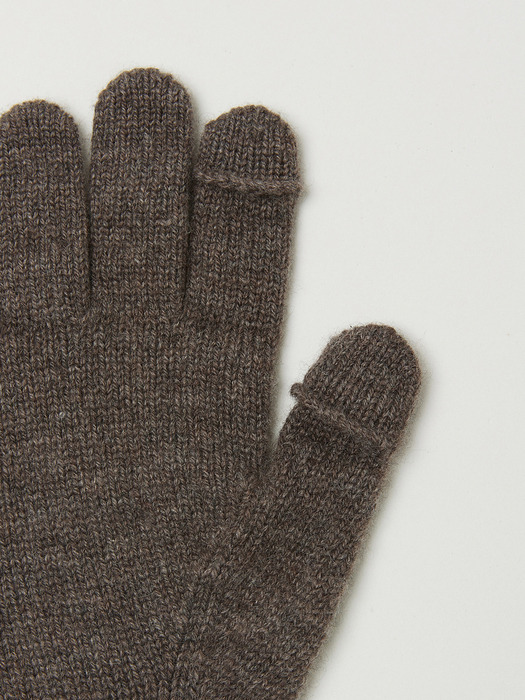 Cashmere 100% Finger Hole Knit Gloves For Womens (Sepia Brown)