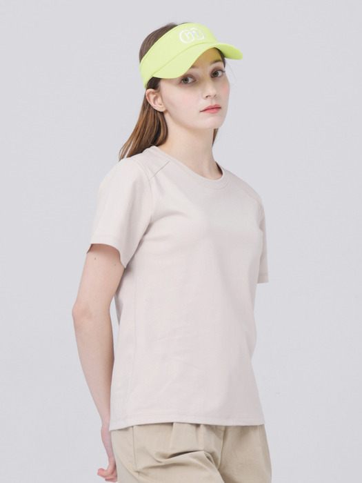 24SS 어깨 절개 등판 로고 포인트 루즈 핏 크림 베이지 반팔 티셔츠