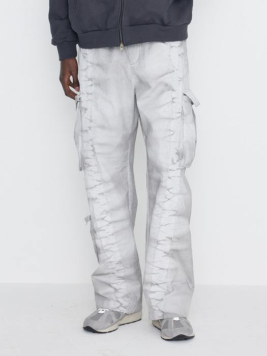 Dyeing Cargo Banding Pants Light Grey