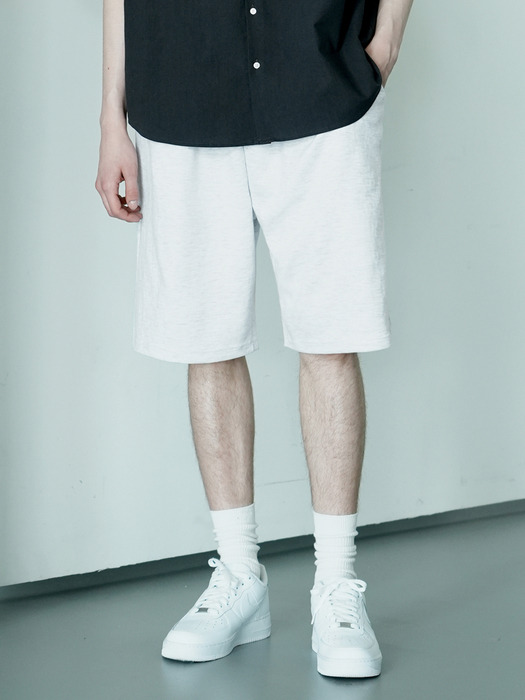 DM1016 BERMUDA SWEAT HALF PANTS_WHITE MELANGE