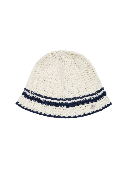 MOUVEMENT STRIPE BUCKET HAT ivory