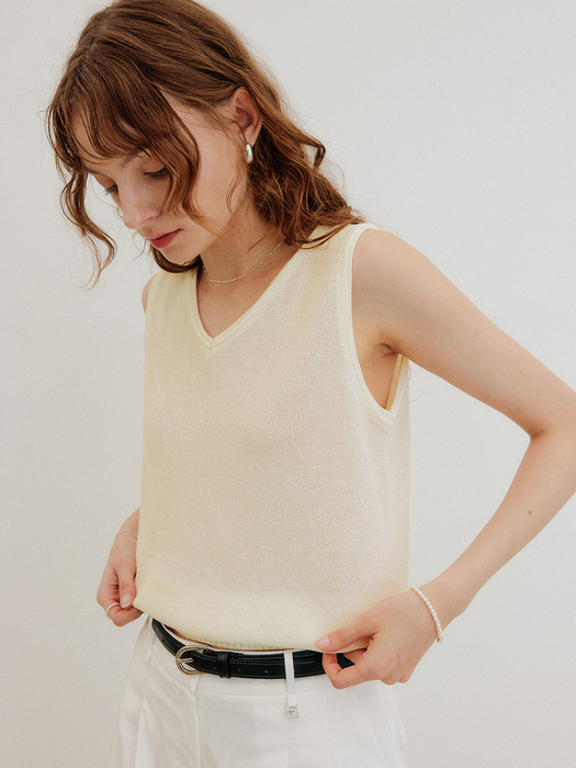 베디 페이퍼 슬리브리스 탑 / BEDIE PAPER SLEEVELESS TOP_3colors