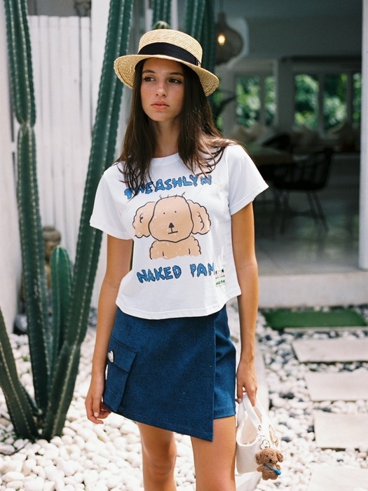 DENIM SKORT WITH HEART LOGO BUTTONS