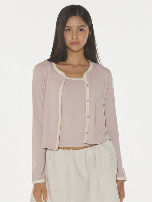 ANNA CARDIGAN SLEEVELESS SET - PINK