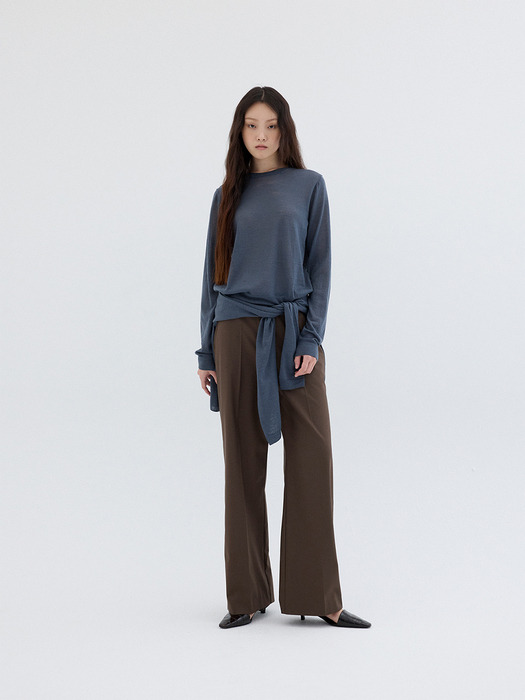 WOOL SILK KNIT TOP_DARK GREY