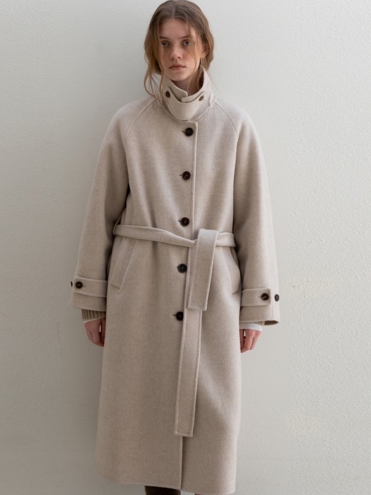 CASHMERE HANDMADE MAC TRENCH COAT OATMEAL BEIGE