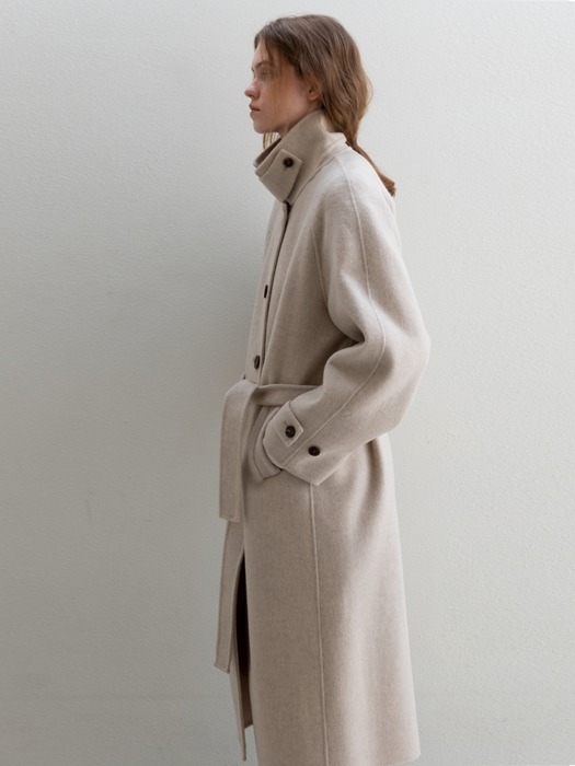 CASHMERE HANDMADE MAC TRENCH COAT OATMEAL BEIGE