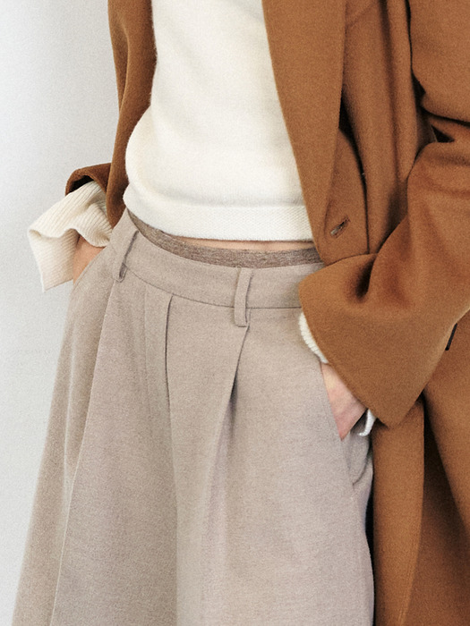 DOUBLE WAIST WOOL BLENDED HALF PANTS [3COLORS]