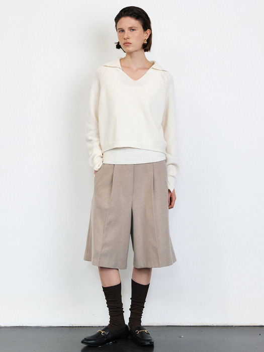 DOUBLE WAIST WOOL BLENDED HALF PANTS [3COLORS]