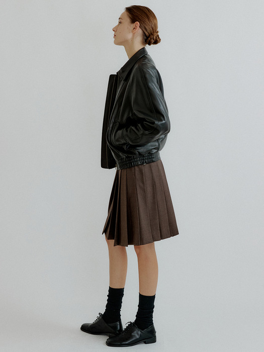 Clay volume leather blouson (lambskin)