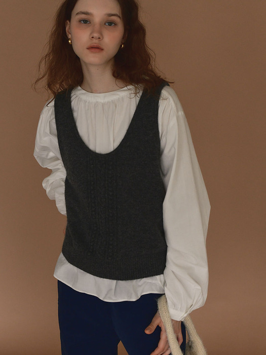 Double 2way Knit Vest_[Charcoal]